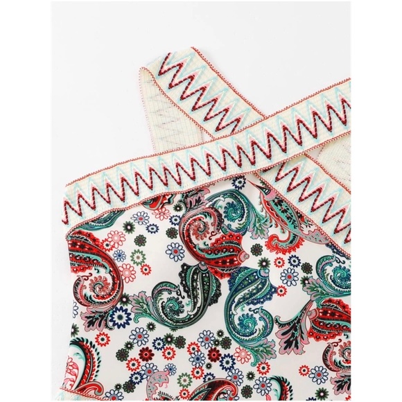 Paisley Floral Print One Piece Monokini Swimsuit Beach - Picture 4 of 5